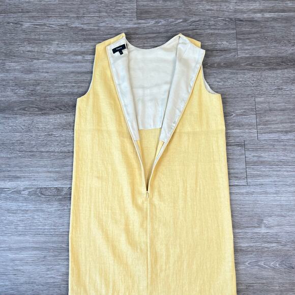 Theory Luxe Linen Blend Yellow Column Shift Mini Dress (Sz 6) - Picture 4 of 9